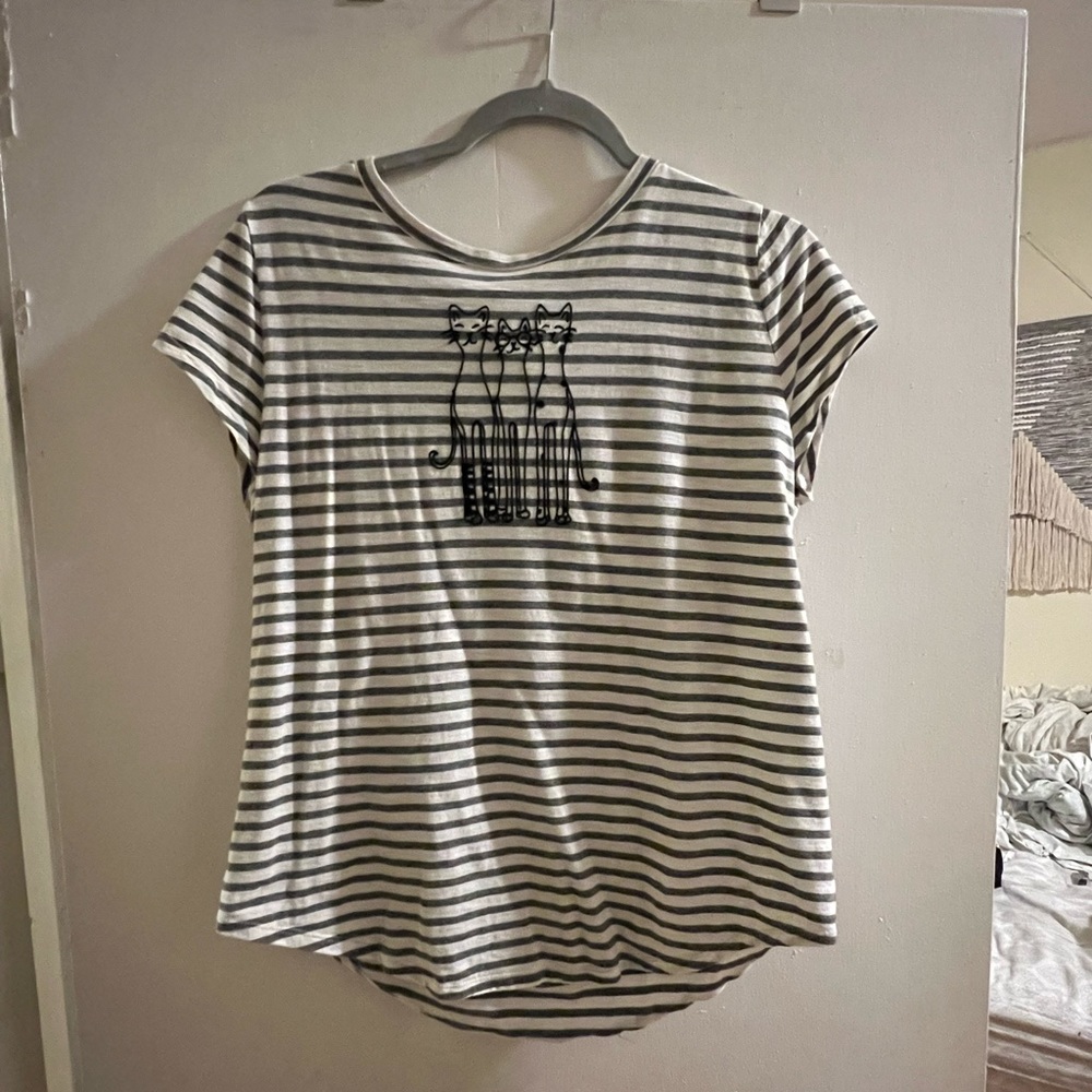 Loft vintage soft striped cat T-shirt L